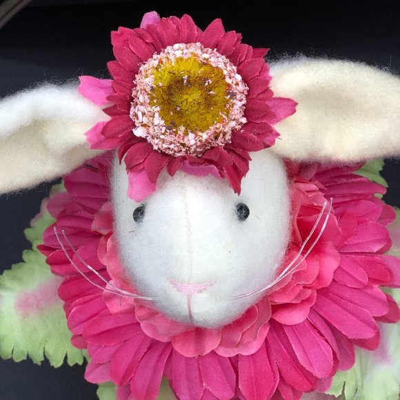 FLORAL RABBIT BUNNY Adorable Plush Bean Base Adjustable Wire Ears Easter Gift - Picture 2 of 15